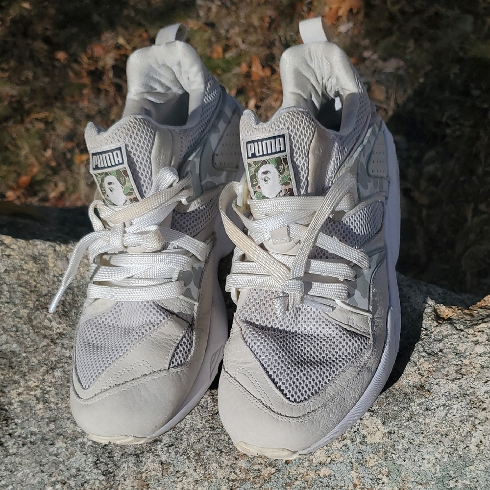 Bape Puma Trinomic Blaze Of Glory Camo Gray White Sneakers Size 10 - Picture 2 of 15